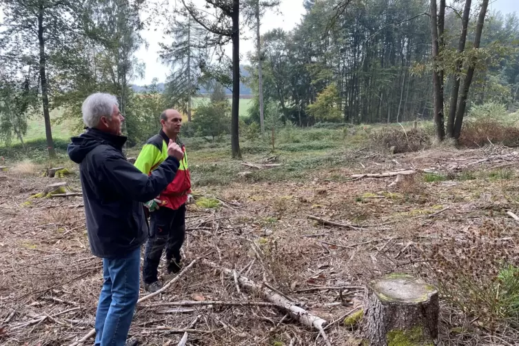 Walfried Herrmann (links) und Valeri Ruks planen den Familienwald.