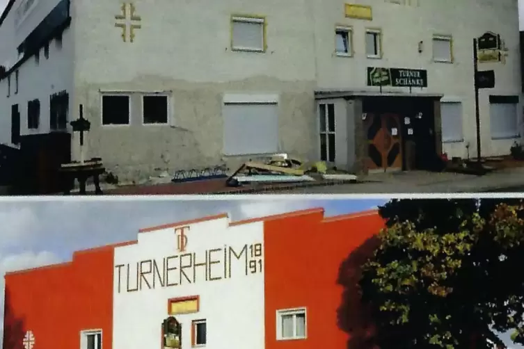 Das Turnerheim vor (oben) und nach der Renovierung, die die Mitglieder mit viel Eigenleistung ermöglichten.