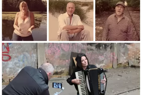 Lauterer Musiker, in Freundschaft vereint: Sabrina Roth, Stephan Hugo und Bernd Schreiber von der Band „Friends United“ (oben) m