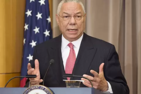 Collin Powell bei einer Rede 2014 in Washington. Er war von 2001 bis 2004 Außenminister der USA. 