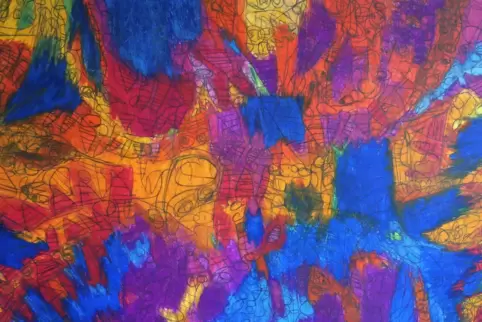 Mit „Die Farben der Welt“ zeigt Anneliese Ruff eine farbstarke Weltkarte.