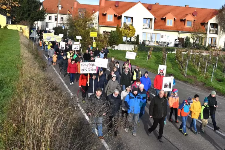 Bereits vor zwei Jahren gab es eine Demo gegen das Projekt an der Durchfahrtsstraße von Dackenheim. 