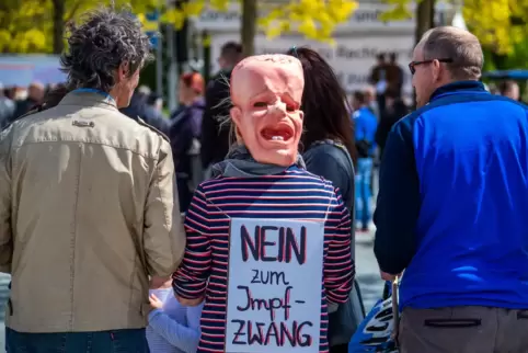 Auf Demonstrationen, wie hier in Schwerin, machen Impfgegner mobil.