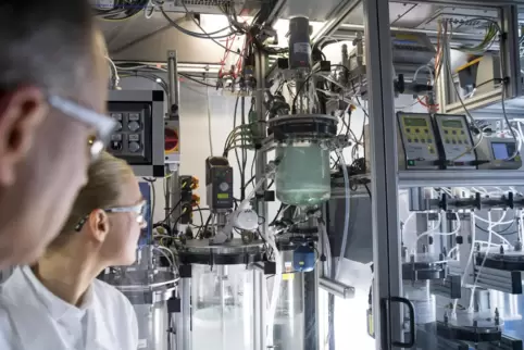 Forscher der BASF arbeite hier an neuartigen Kathodenmaterialien für hochleistungsfähige Lithium-Ionen-Batterien, die die Elektr