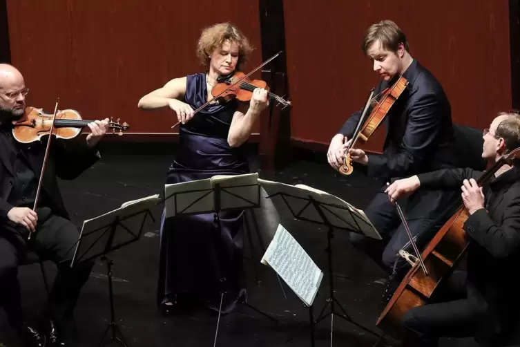 Spielten sechs Konzerte mit Schostakowitschs Streichqartetten: das mandelring Quartett (Sebastian Schmidt, Nanette Schmidt, Andr