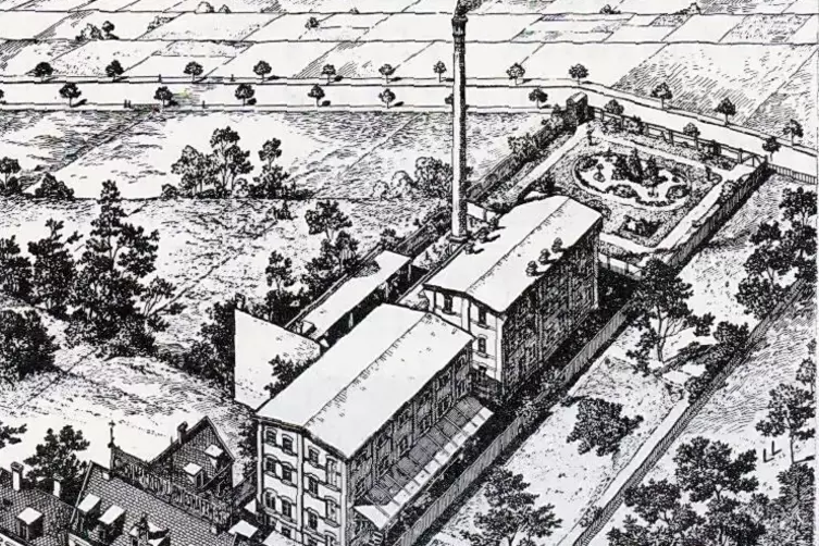 Eine Zeichnung der Konsumzentrale um das Jahr 1910.
