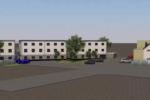 So könnte der neue Wohnkomplex in Nachbarschaft zum Haus des Kreiswohnungsverbands (rechts) aussehen. 