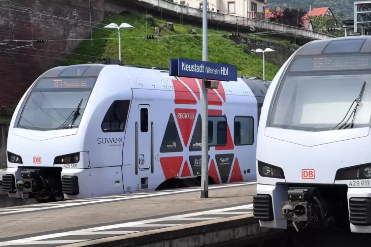 In der Pfalz sind auf elektrifizierten Strecken im Regional-Express-Verkehr bereits elektrische „Flirt“ von Stadler im Einsatz. 