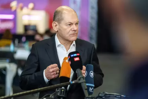 Spricht von „dramatischen Herausforderungen“: Olaf Scholz.