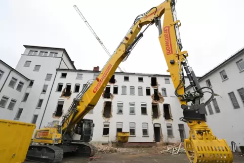 Ein besonderer Bagger: Auf 27 Meter Armlänge kommt die neu angeschaffte Baumaschine für den Teilabriss des Seppelskastens. Ein besonderer Bagger: Auf 27 Meter Armlänge kommt die neu angeschaffte Baumaschine für den Teilabriss des Seppelskastens.