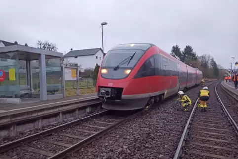 Der Zugführer hatte vermutet, dass der Triebwagen nach dem Wildunfall Treibstoff verloren hat und deshalb in Münchweiler angehal