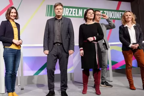 Die Grünen-Minister (von links): Anne Spiegel, Robert Habeck, Annalena Baerbock, Cem Özdemir und Steffi Lemke.