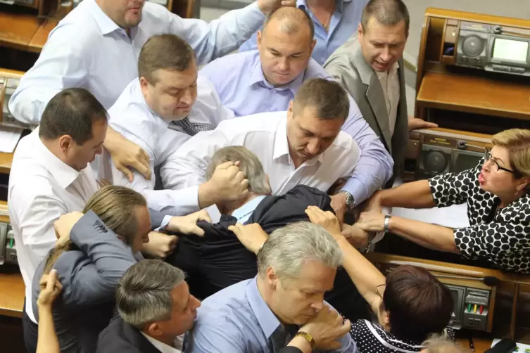 Im Zweibrücker Stadtrat geht es gesitteter zu als zum Beispiel im Parlament der Ukraine auf diesem Foto aus dem Jahr 2015.