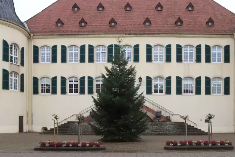 Dass vor dem Schloss ein mindestens zhen Meter hoher Weihnachtsbaum aufgestellt wird, hat in der Kurstadt Tradition.