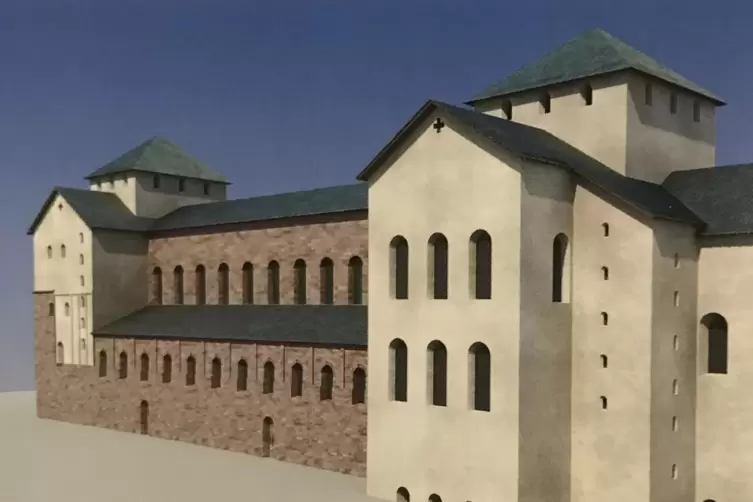 Computersimulation: Die Rekonstruktion des Dombaus im Jahr 1061. 