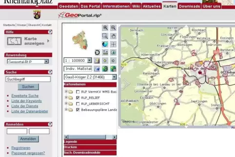 Ausschnitt aus dem Geoportal des Landes.