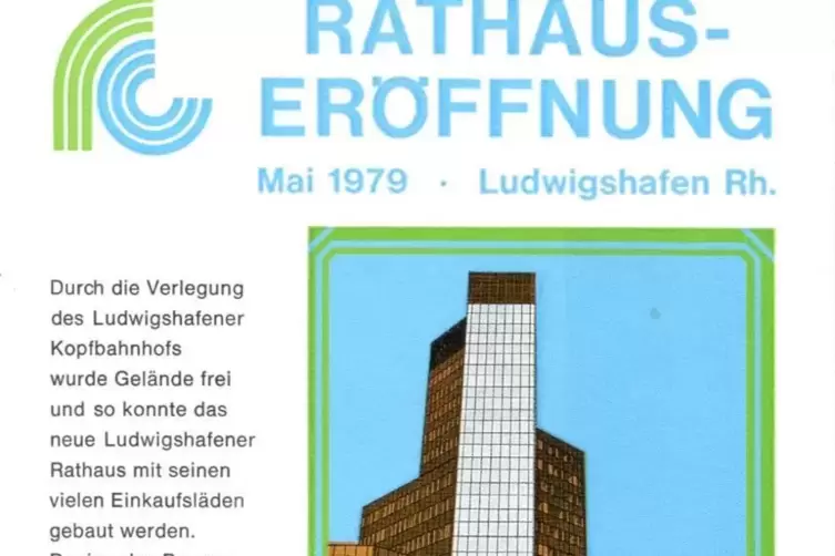 Er&ouml;ffnungsschmuckblatt des Rathaus-Centers (Sammlung Appel). 