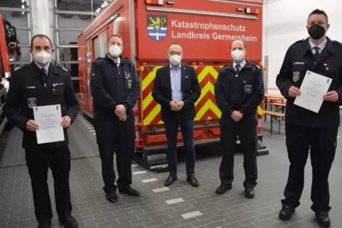Katastrophenschützer im Landkreis: V.l. Andreas, Schönlaub, Brechtel, Schmid, Stephany. 