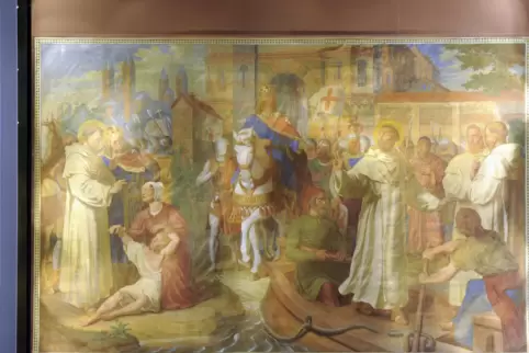 Fresko von Schraudolph, heute im Kaisersaal: "Heilung eines Knaben und Abreise Bernhards"