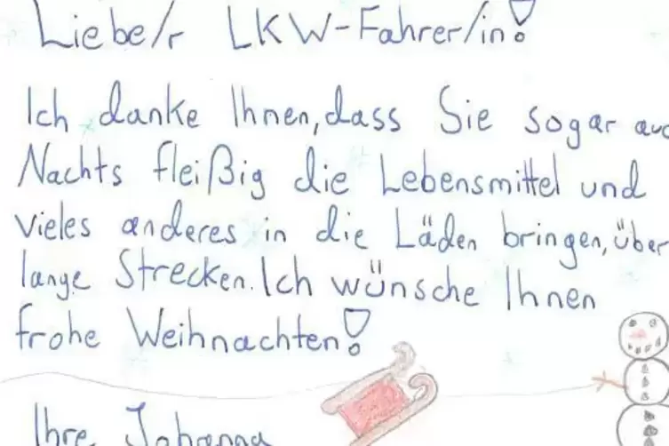 Die Sch&uuml;ler hatten nette Karten f&uuml;r die Fahrer vorbereitet. 