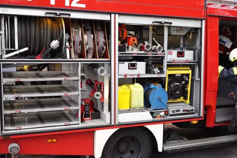 Ein Rüstwagen der Feuerwehr in Homburg.