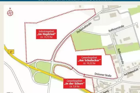 Diese drei Gewerbegebiete sind derzeit in der Planung.