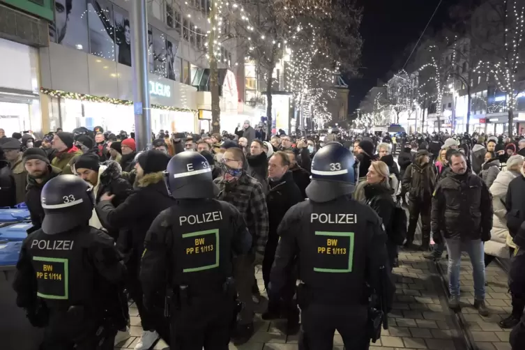 Die Polizei zeigte wieder Präsenz, wie hier im Dezember in Mannheim. 