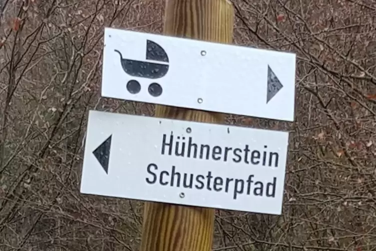 Ein neues Zeichen im Hauensteiner Wander- und Felsenland: Das „Kinnerschees-Logo“ weist zur Pfälzerwald-Hütte. 