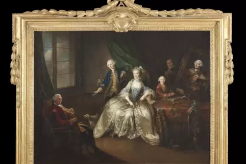 EIn Hauptwerk Mannlichs: Das Porträt der herzoglichen Familie mit Christian IV. (links), der Gräfin von Forbach und den Kindern.