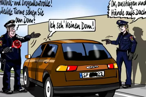 So oder so ähnlich: Polizeikontrolle auf der Salierbrücke.
