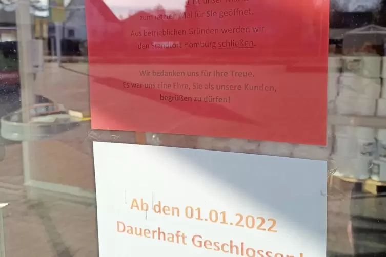 Aushang am Mere-Markt in Homburg-Bruchhof.