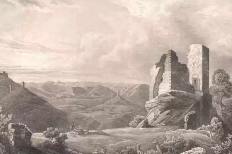 Sahlstich des Trifels vor seinem Wiederaufbau in den 1930er-Jahren.
