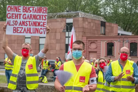 Die Busfahrer streiken seit Mittwochabend wieder. Das Foto entstand im Juni 2021 bei einer Kundgebung der Gewerkschaft Verdi in 