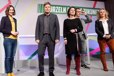 Die grünen Bundesminister: Anne Spiegel (Familie), Robert Habeck (Wirtschaft und Klima), Annalena Baerbock (Außen), Cem Özdemir 