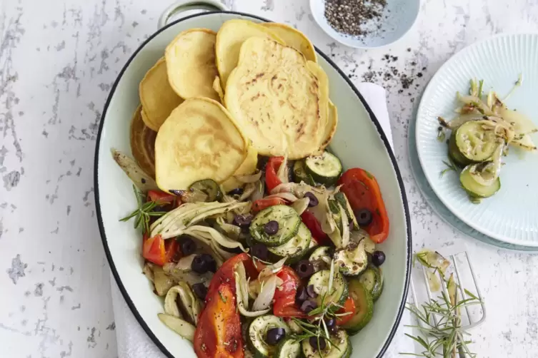 Sommerk&uuml;che: Arepas mit Gem&uuml;se.