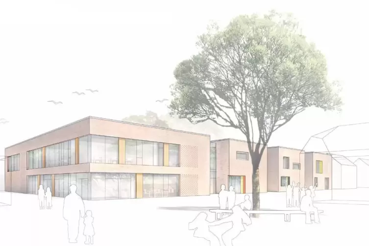 Auf dem Gel&auml;nde das alten Bauhofs soll das neue Kita-Geb&auml;ude entstehen, wie es das Architektenb&uuml;ro Bedner geplant hat. 