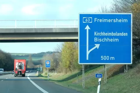 Die A63 in Richtung Mainz. 
