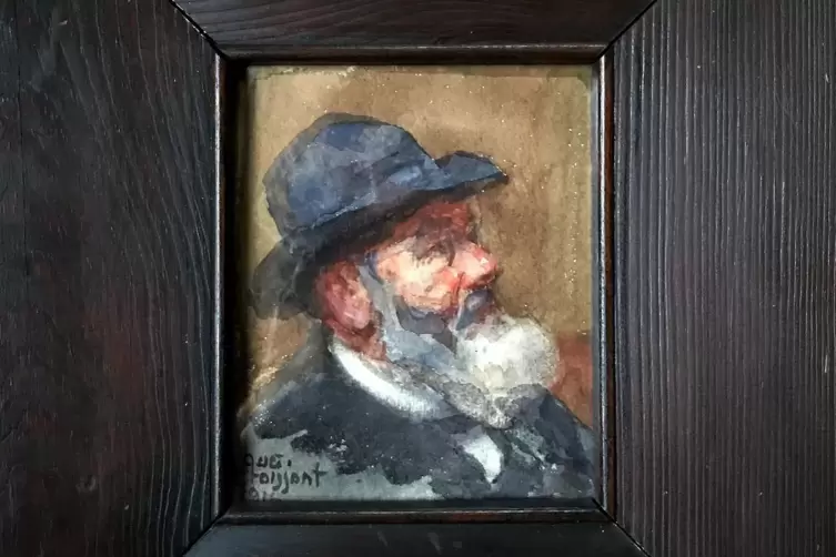 Aquarell von August Croissant, das Friedrich Voelcker zeigt. 