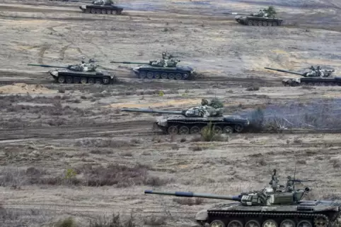 Panzer bei einer gemeinsamen Übung des belarussischen und des russischen Militärs. Es gibt Befürchtungen, dass Russland diese Üb