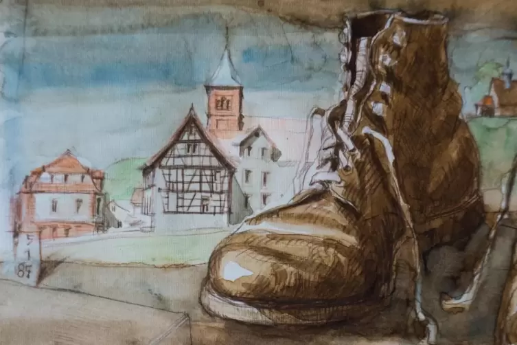 Schuhe und Hauenstein &ndash; zwei von vielen Motiven, die in den Bildern Rudi Knoths immer wieder auftauchen. 