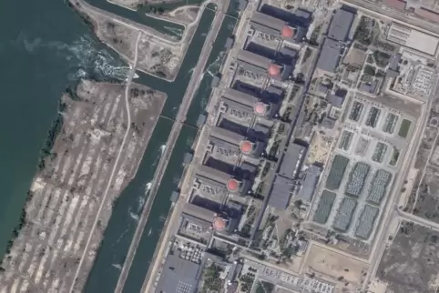 Das ukrainische Kernkraftwerk Saporischschja auf einem Satellitenfoto von 2019.