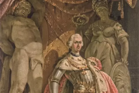  Carl Theodor vor Herkules und Minerva, porträtiert von Franz Anton von Leydensdorff 1758.