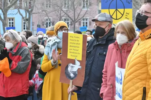 Hunderte Menschen demonstrierten für Frieden in der Ukraine. 