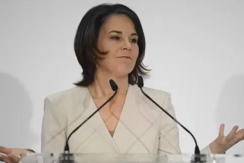 Annalena Baerbock bei ihrer Rede im Außenministerium.