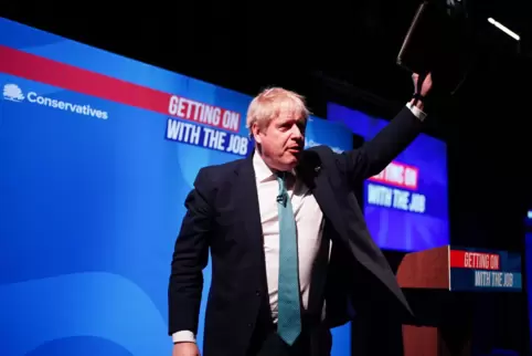 Unsäglicher Vergleich von Ukraine-Krieg und Brexit-Votum: Johnson auf dem Tory-Parteitag in Blackpool.