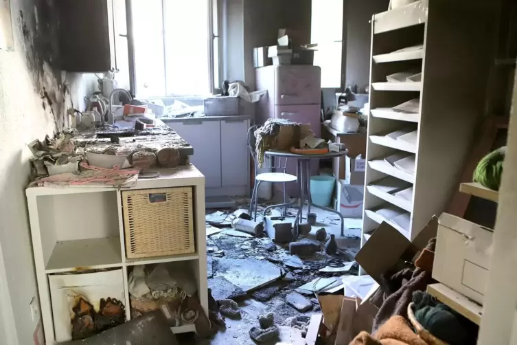 Die K&uuml;che, in der das Feuer ausbrach. 