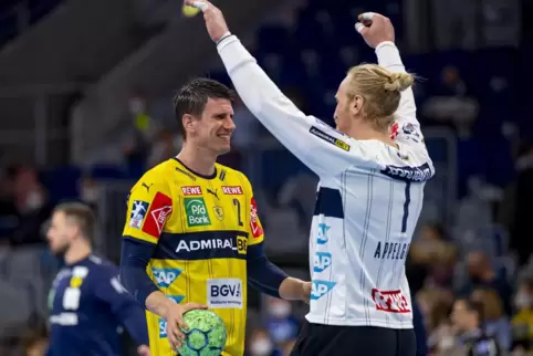 Freude über einen Punkt: Andy Schmid und Mikael Appelgren. 