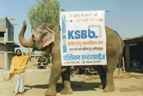 Ein Elefant als Werbeträger für KSB: Auch das hat es in 150 Jahren Firmengeschichte schon gegeben.