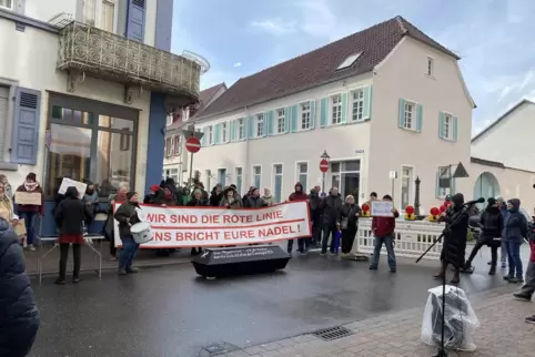 Gut 50 Pflegerinnen und Pfleger beteiligten sich an der Demo vor dem Gesundheitsamt.