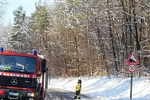 Die Feuerwehr hatte auch am Samstag noch alle Hände voll zu tun – hier auf der L395 bei Ramsen. 